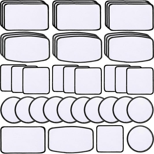 40 Pcs Sublimation Blanks Patches - Large Iron-On Patch with Black Border - Exquisite Fabric Patches for DIY Hats Backpack T-Shirt Project (Mixed)