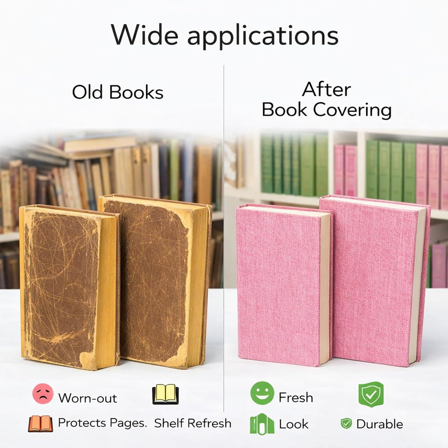 Pink Bookbinding Linen Fabric 57" X 17.3" for DIY Book Covers, Archival Grade Thick Backing, Durable Fray-Resistant Cloth for Wedding Albums, Scrapbooks & Custom Binding, Multi-Color Options (Pink)