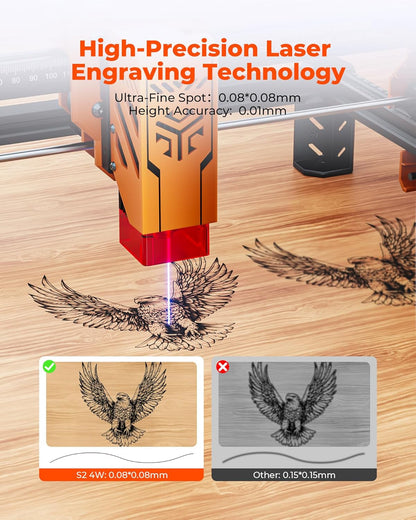 ACMER Laser Engraver Machine for Beginners, S2 4000Mw Lazer Engraving Machine with 300X300Mm Working Area, Laser Cutter for Wood, Acrylic, Leather, DIY Crafts & Small Business