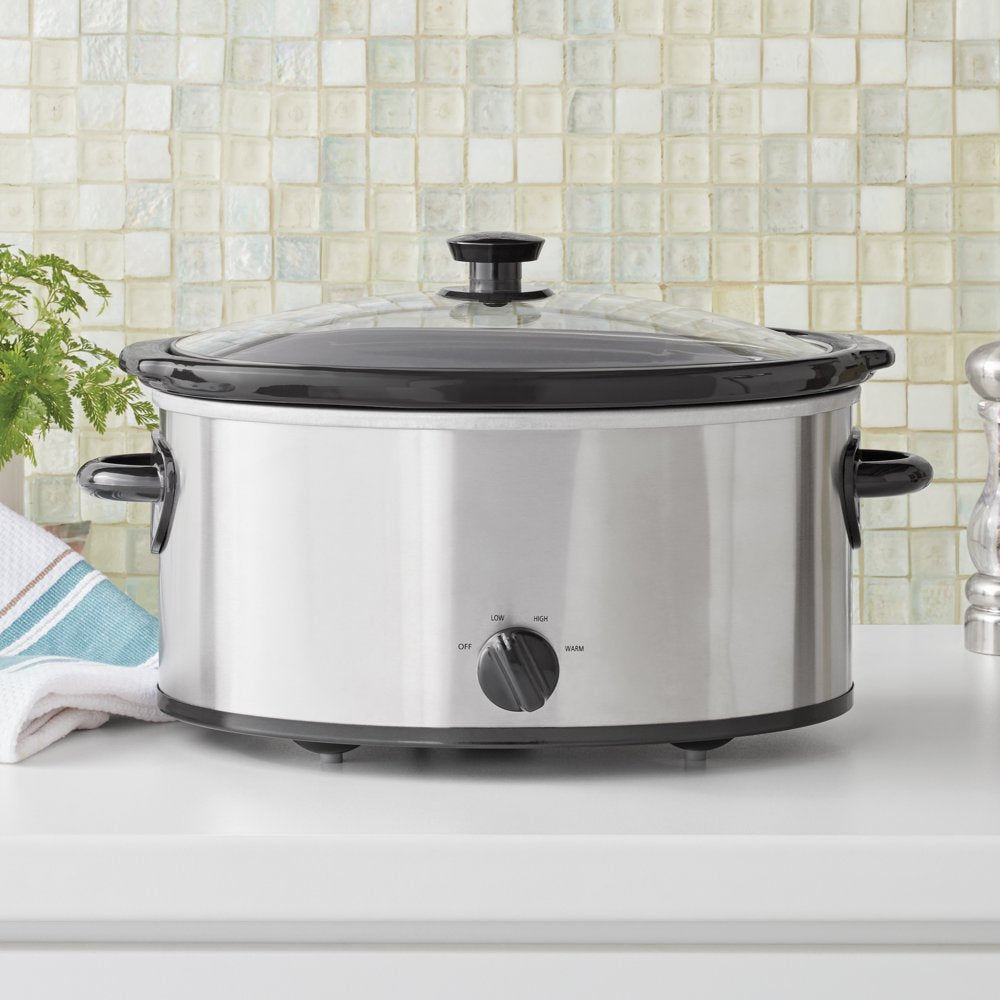 6 Quart Oval Slow Cooker, Stainless Steel Finish, Glass Lid, Model # MS54100112168S