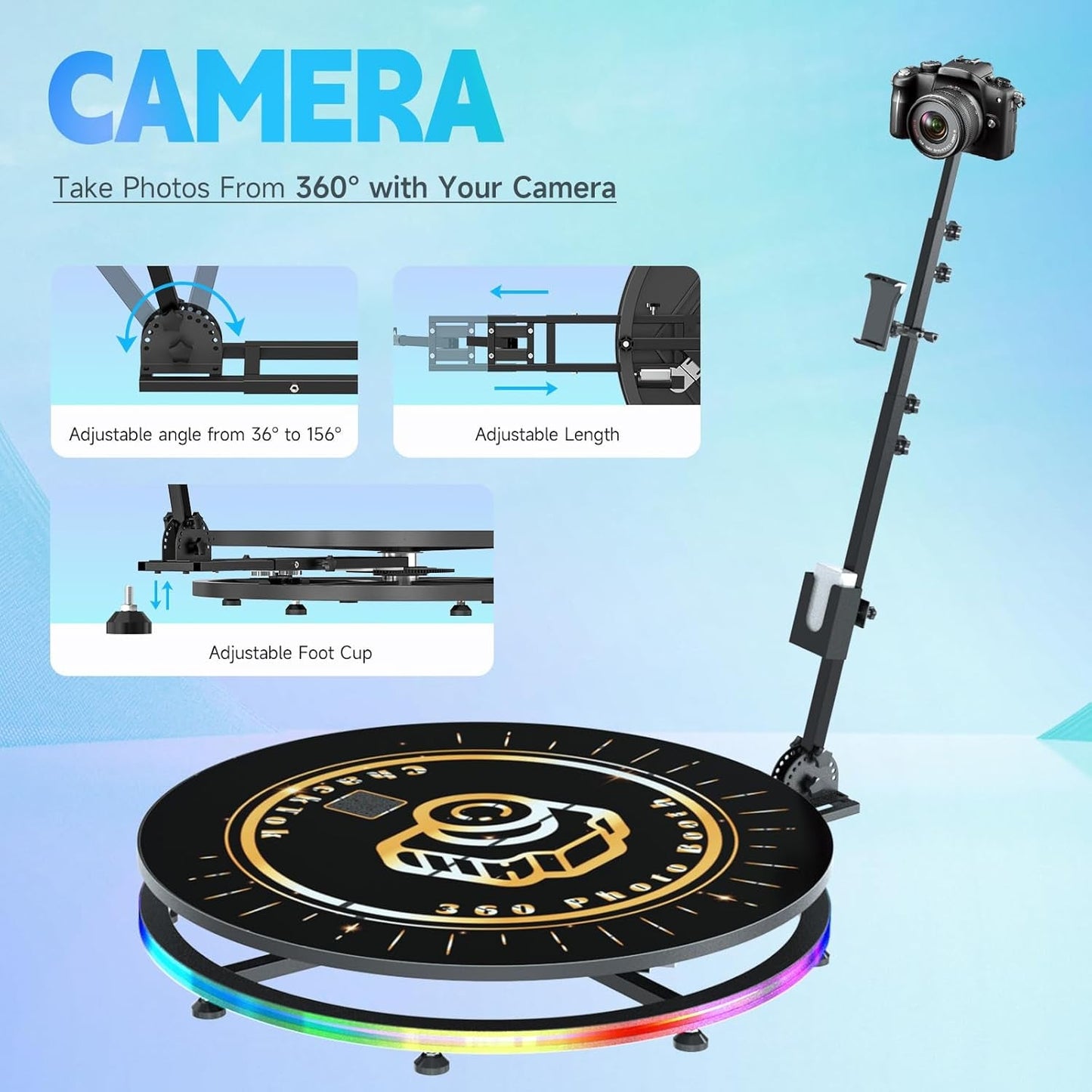 MWE 360 Photo Booth Machine for Parties with Flight Case,Software APP Remote Automatic 360 Spin Camera Video Booth (Light Box, 27In)