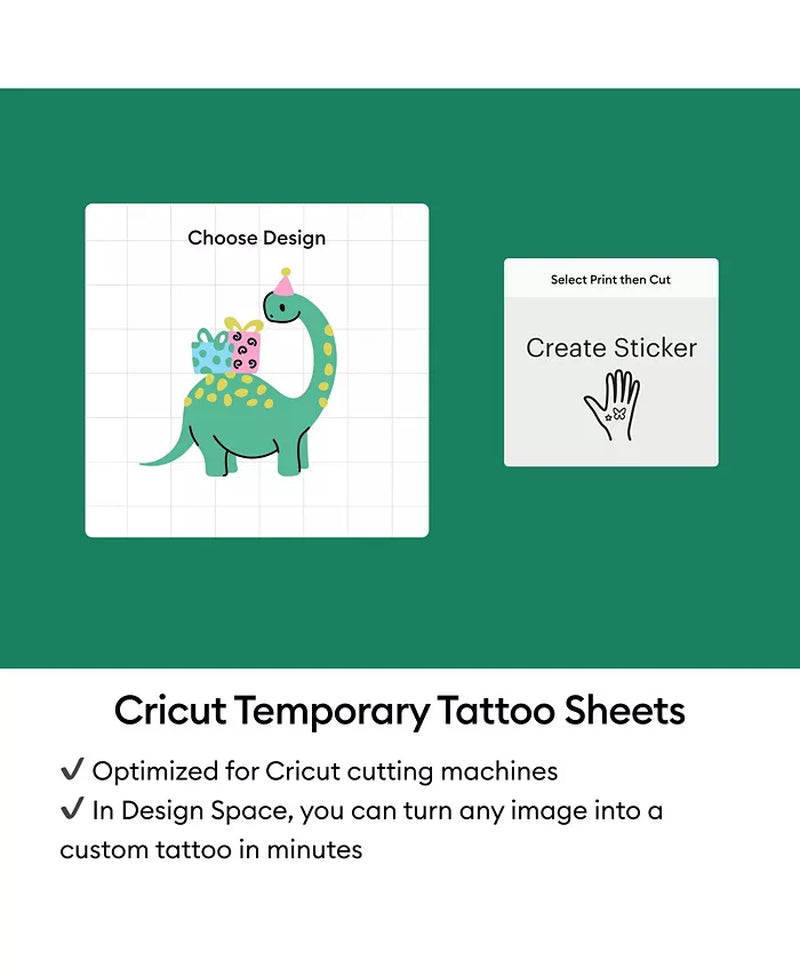 8.5 in X 11 in Printable Temporary Tattoo Sheets 8 Count