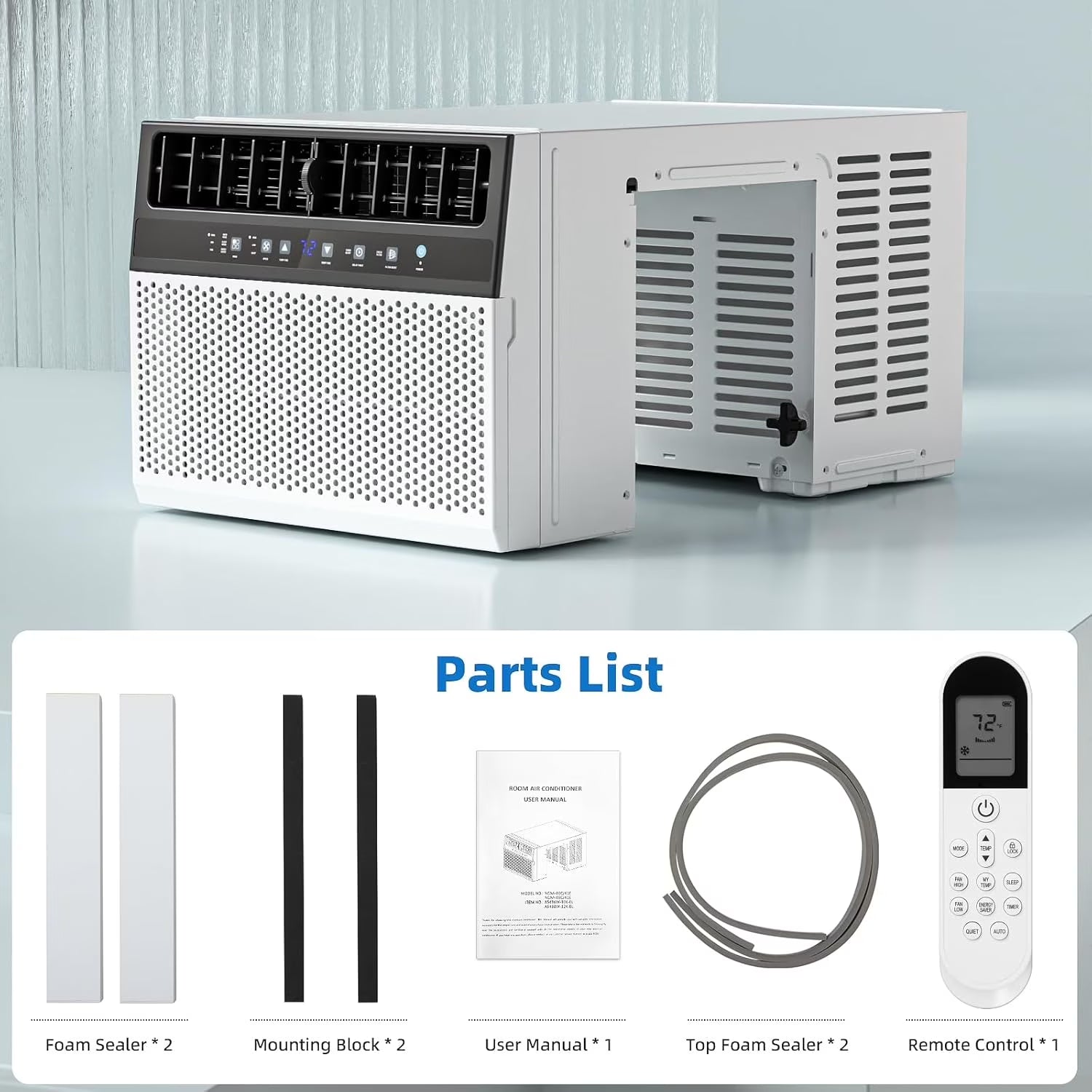 10,000 BTU U-Shaped Window Air Conditioner Unit Cools up to 450 Sq.Ft.With 6 Modes 24H Timer,Ultra Quiet Window AC Units with Full Window View,Energy Saving,Easy to Install,Black
