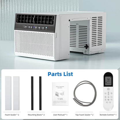 10,000 BTU U-Shaped Window Air Conditioner Unit Cools up to 450 Sq.Ft.With 6 Modes 24H Timer,Ultra Quiet Window AC Units with Full Window View,Energy Saving,Easy to Install,Black
