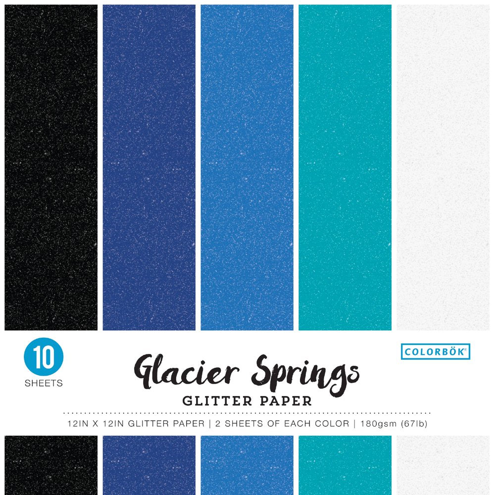 Colorbok Glitter Blue Glacier Paper Pad, 12"X12", 222 Lb./330 Gsm, 10 Sheets