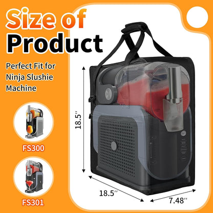 Carrying Bag Fit for Ninja Slushie Machine FS301 & FS300, Side-Opening Design for Easy Access, Ninja Slushie Cover with Large Accessory Pocket, Frozen Drink Maker Bag for Outdoor Travel and Storage
