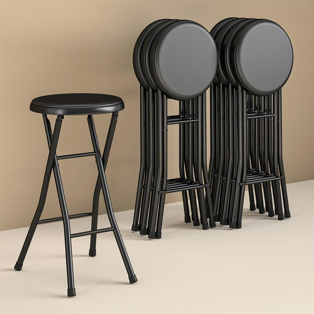 Folding Metal Stool, Black