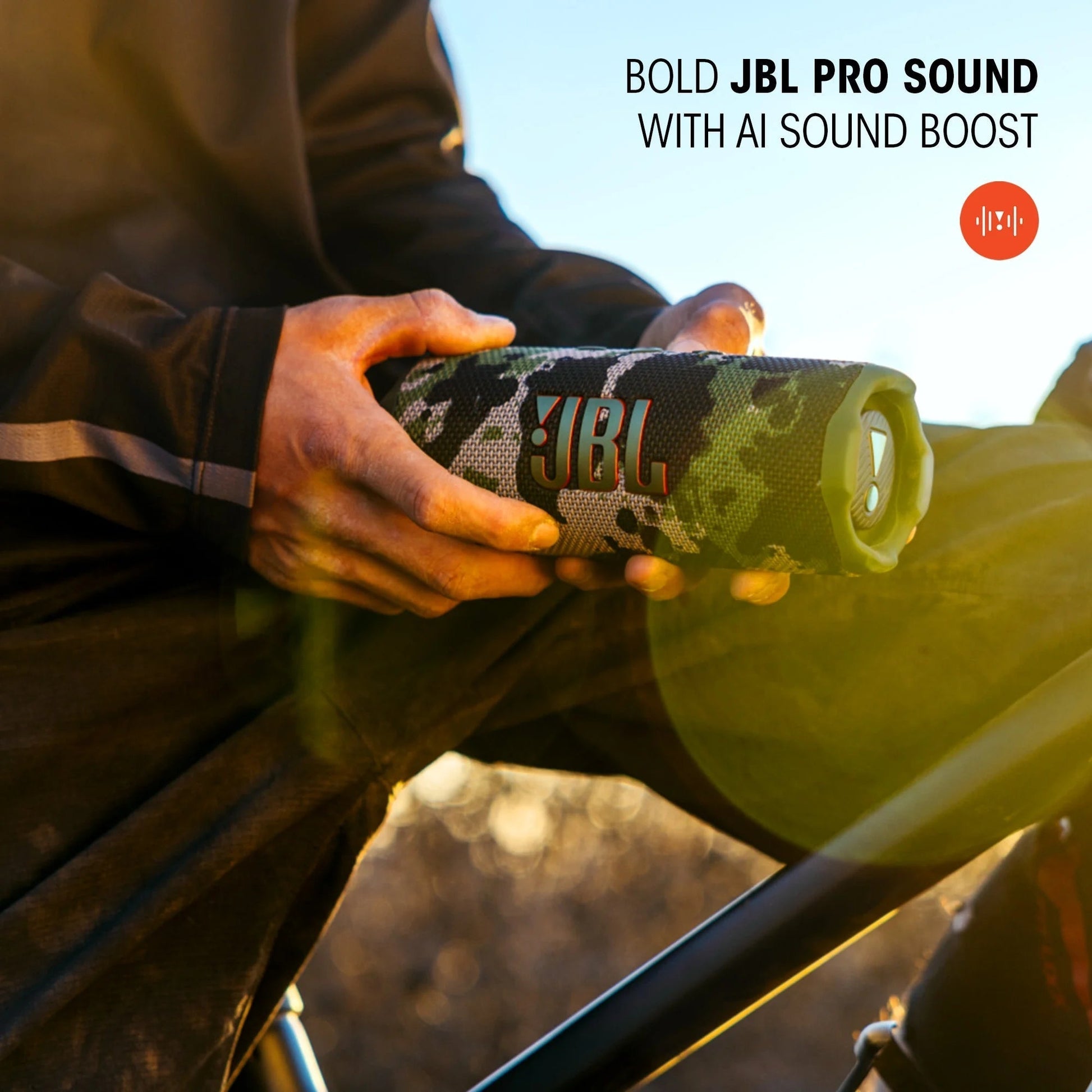 Flip 7 - Portable Waterproof and Drop-Proof Speaker, Bold  Pro Sound with AI Sound Boost, 16Hrs of Playtime, and Pushlock System with Interchangeable Accessories (Black)