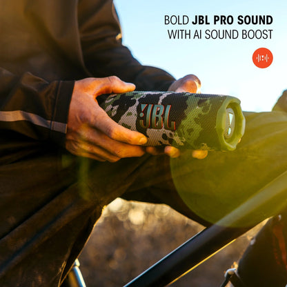 Flip 7 - Portable Waterproof and Drop-Proof Speaker, Bold  Pro Sound with AI Sound Boost, 16Hrs of Playtime, and Pushlock System with Interchangeable Accessories (Black)