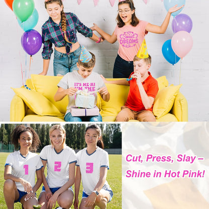 Glitter Heat Transfer Vinyl for T-Shirts Hot Pink Glitter Iron on Vinyl HTV - 10" X 5Ft Easy to Cut & Weed for All Cutter Machine (Neon Pink)