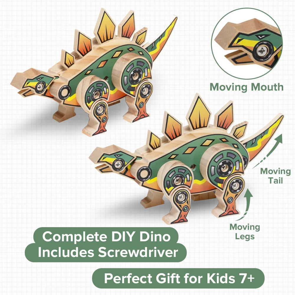 DIY Wooden Dinosaur Kit with Stickers (Stegosaurus)