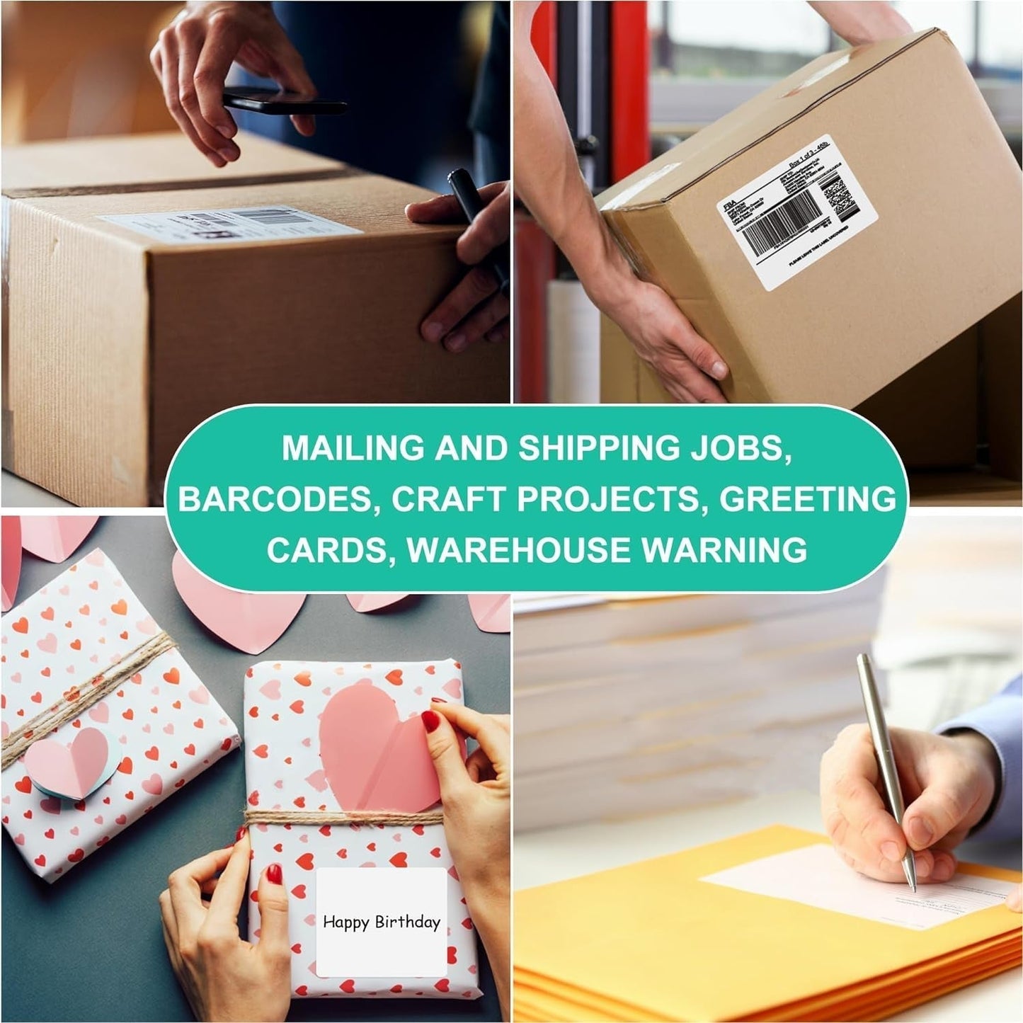 3-1/3" X 4" Printable White Sticker Labels, 300 Labels for Laser/Inkjet Printing - Matte (300 Labels, 50 Sheets)