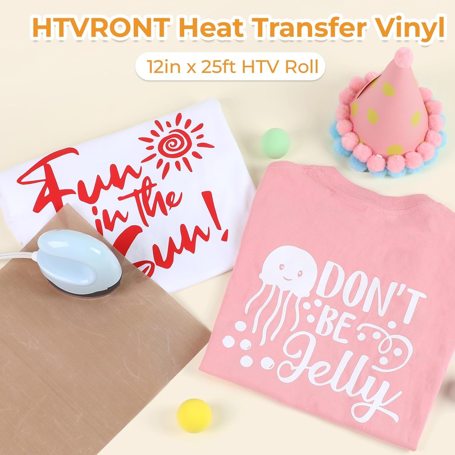 HTV Roll Heat Transfer Vinyl - 12" X 25Ft Silver Iron on Vinyl for T-Shirts, Easy to Weed & Transfer HTV Vinyl - Compatible with All Cutting Machine