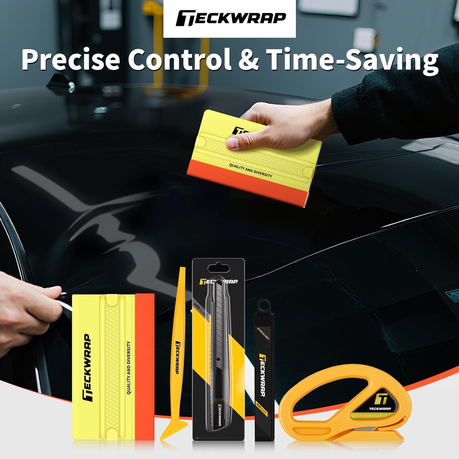 Vehicle Vinyl Wrap Tool Kit Window Tinting Tools Car Wrap Kit, Felt Squeegee, Retractable Utility Knife, Safety Vinyl Film Cutter, Wrap Tools for Car, Window Tint