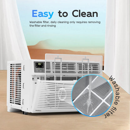 8000 BTU Window Air Conditioner 350 Sq. Ft. Intelligent, LED Display Screen, with Remote Control,Ac Can Be Used as a Dehumidifier/Fan, Operates Quietly, Energy-Saving. Timer/Sleep and ECO