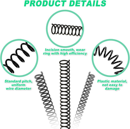 Leinuosen 120 Pack Plastic Spiral Binding Coils Kit Spirals Multi Size Coils for Binding Binder Combs Spines(1/2 Inch,Black)