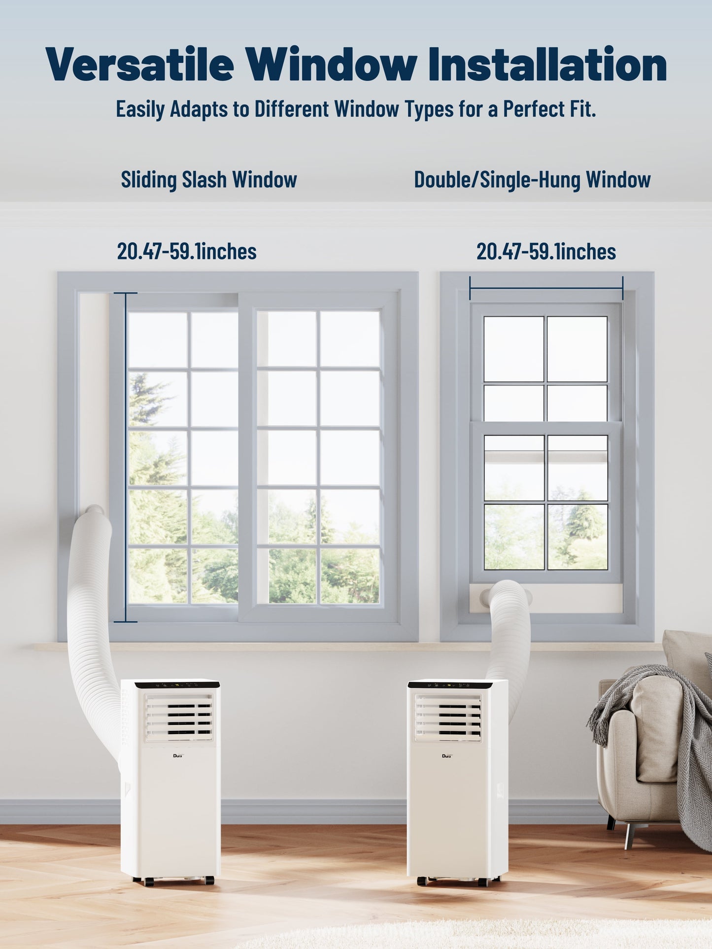 8000 BTU Portable Air Conditioner, 3-In-1 AC Unit, Dehumidifier, Fan, Remote, Timer, for Room up to 230 Sq.Ft