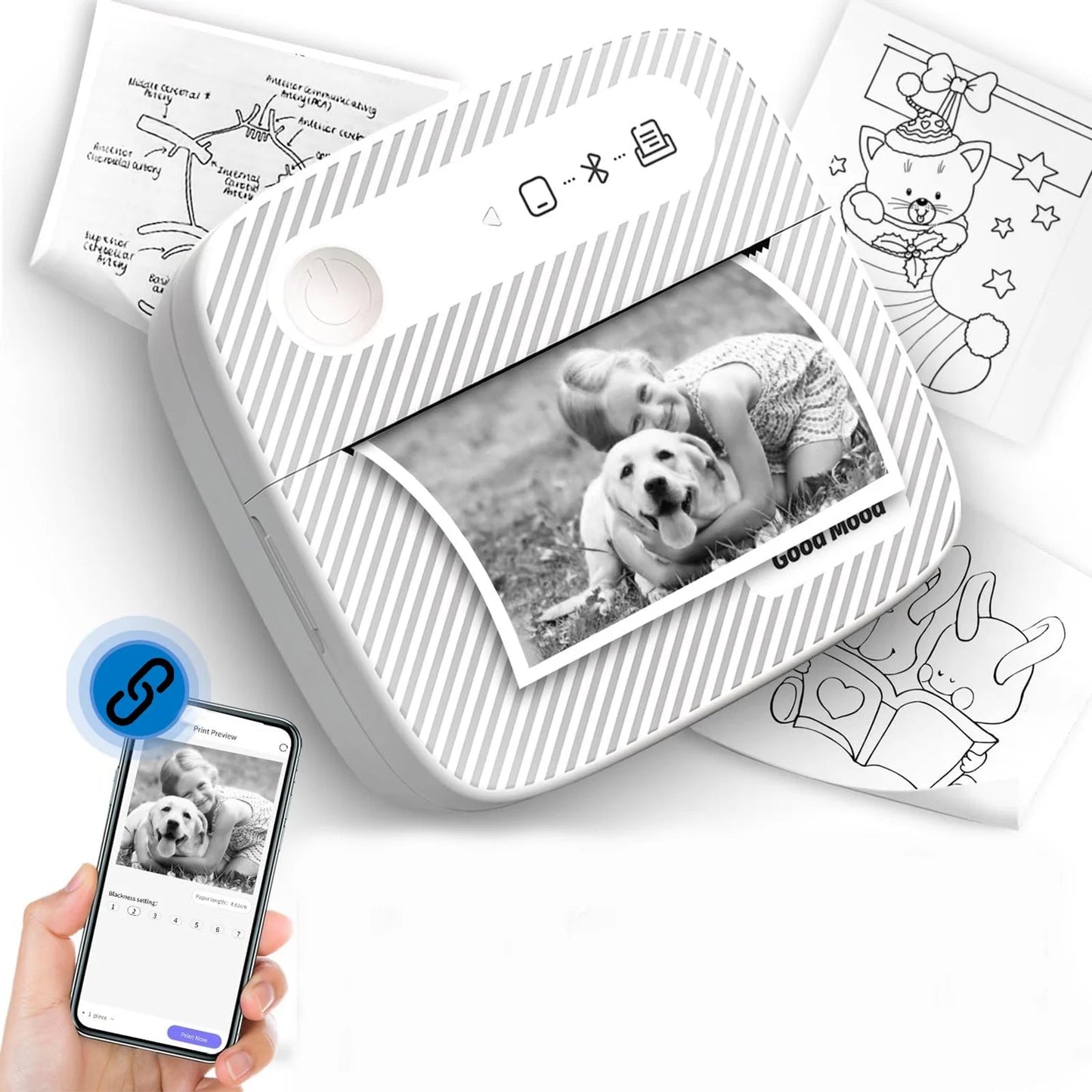 Label Printer, Bluetooth Shipping Label Printer, 4X6 Thermal Printer for Shipping Packages