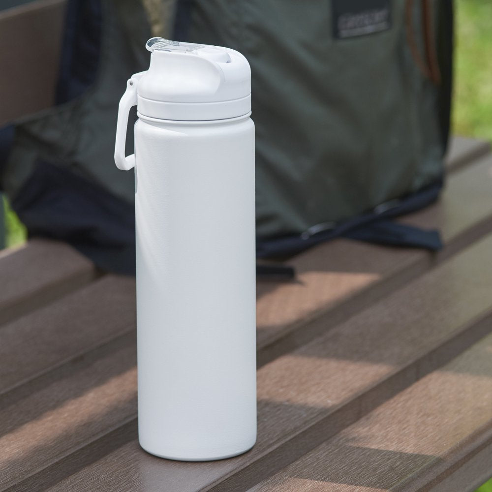 24 FL Oz Arctic White Solid Print Insulated Stainless Steel Water Bottle with Flip-Top Lid