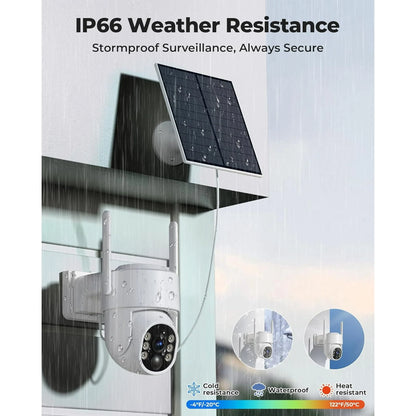 Security Cameras Wireless Outdoor, 5G&2.4G Wifi Cameras for Home Security, No Subscription Needed, 4 Cam-Kit,4Mp Solar Powered Security Cameras System, 360°PTZ,128GB Local Storage, Color Night Vision