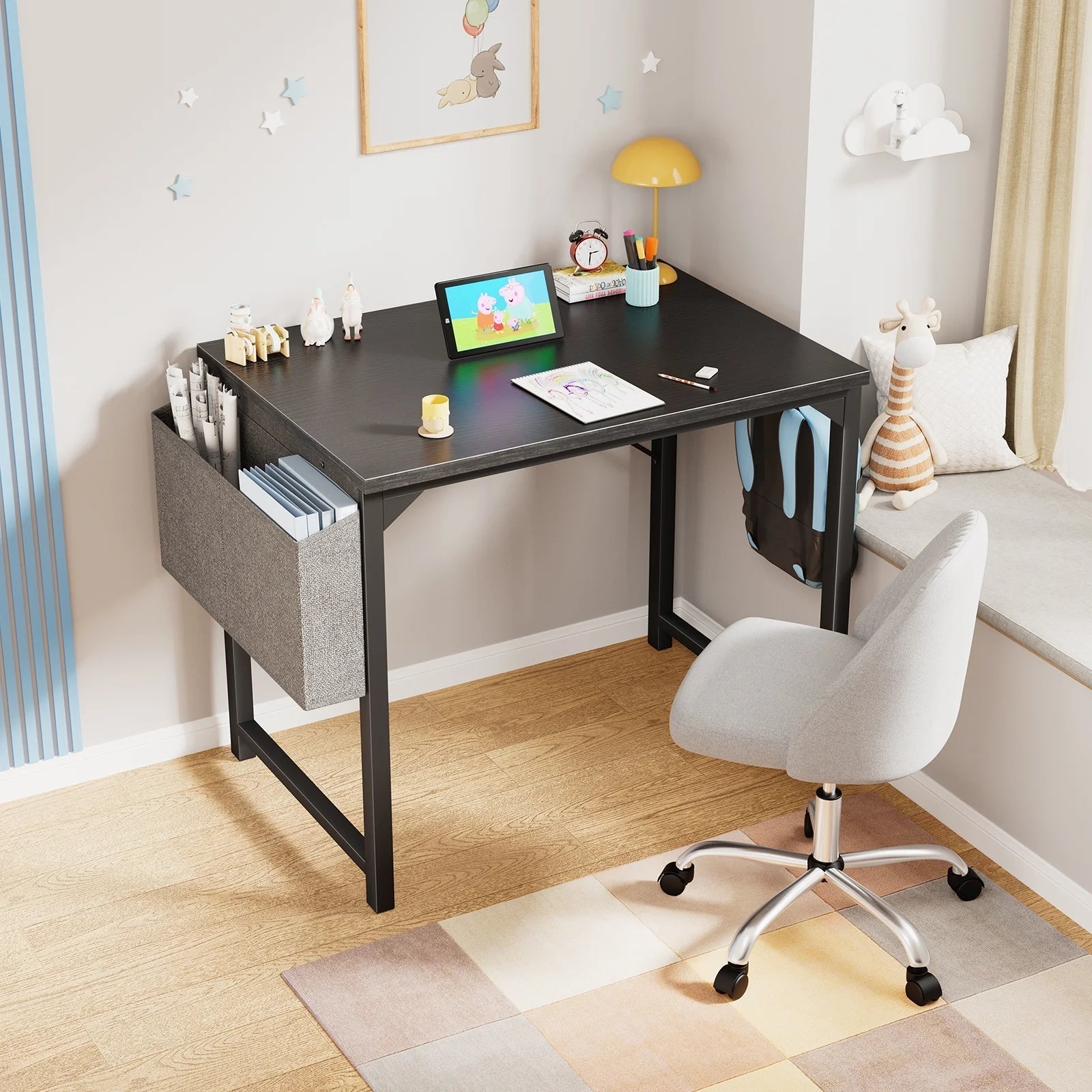 40 Inch Computer Desk, Simple Office Desk Table for Gaming or Home Office, Writing Desk for Small Space, Black