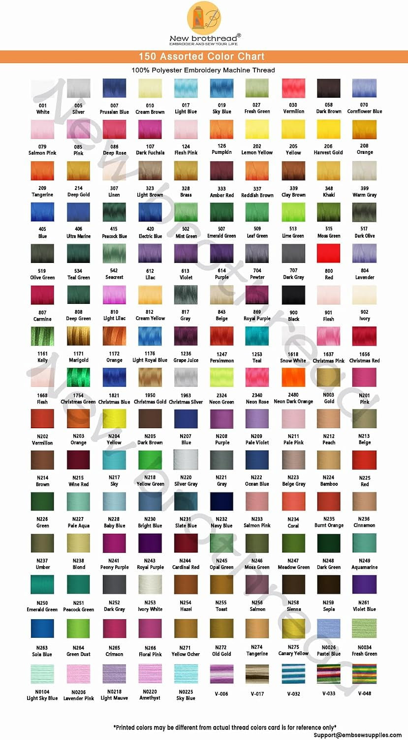 New Brothread Mega Kit 150 Colors Compatible with Brother & Janome Polyester Embroidery Machine Thread 40WT 500M/550YD Compatible with Brother Babylock Janome Singer Pfaff Husqvarna Bernina Machines | 150 Spools, 100% Polyester, 500M and 550Yd per Spool, Compatible with Brother, Babylock, Janome, Singer, Pfaff, Husqvarna