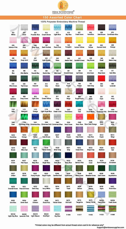 New Brothread Mega Kit 150 Colors Compatible with Brother & Janome Polyester Embroidery Machine Thread 40WT 500M/550YD Compatible with Brother Babylock Janome Singer Pfaff Husqvarna Bernina Machines | 150 Spools, 100% Polyester, 500M and 550Yd per Spool, Compatible with Brother, Babylock, Janome, Singer, Pfaff, Husqvarna
