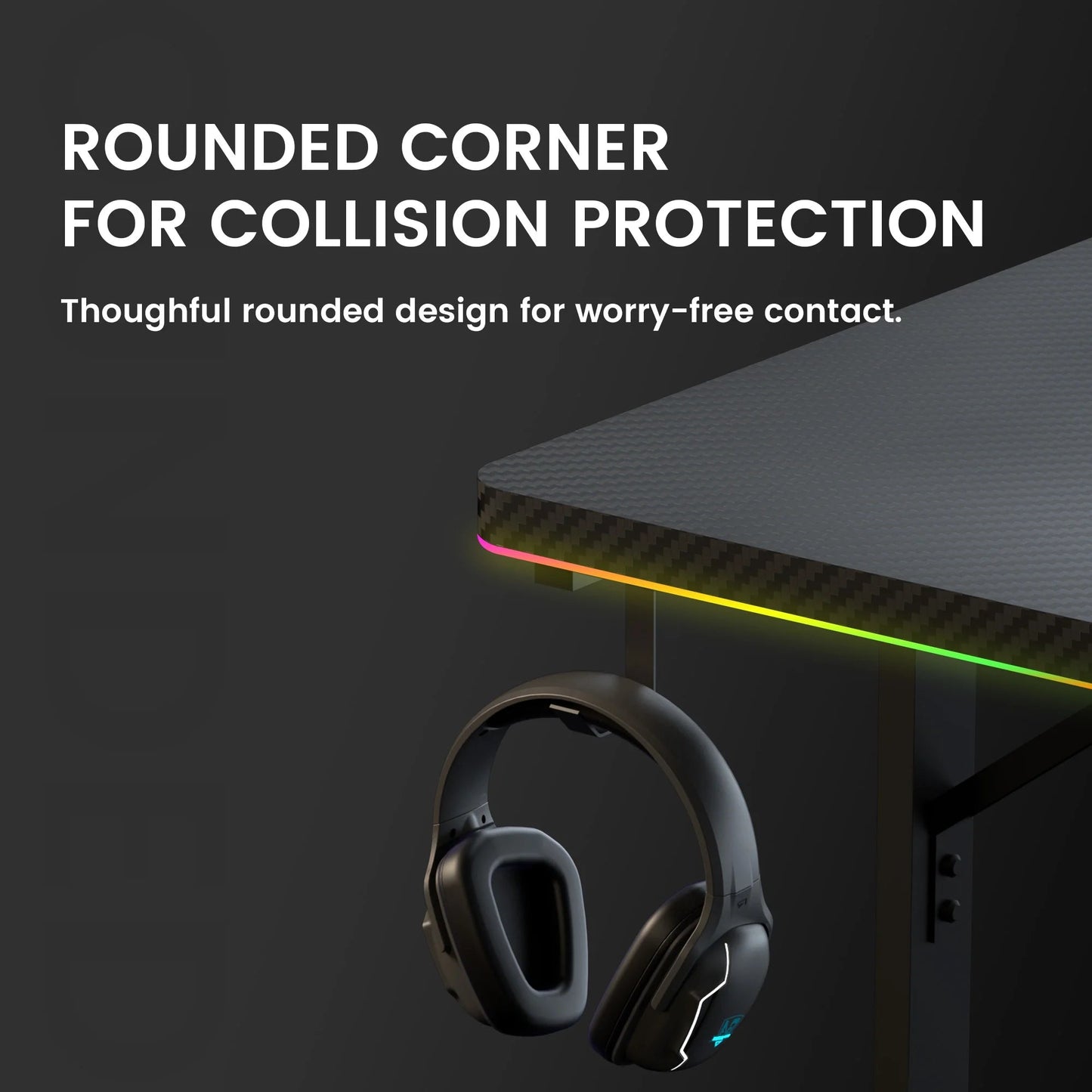 55" Large RGB Gaming Computer Desk with Mouse Pad, Black