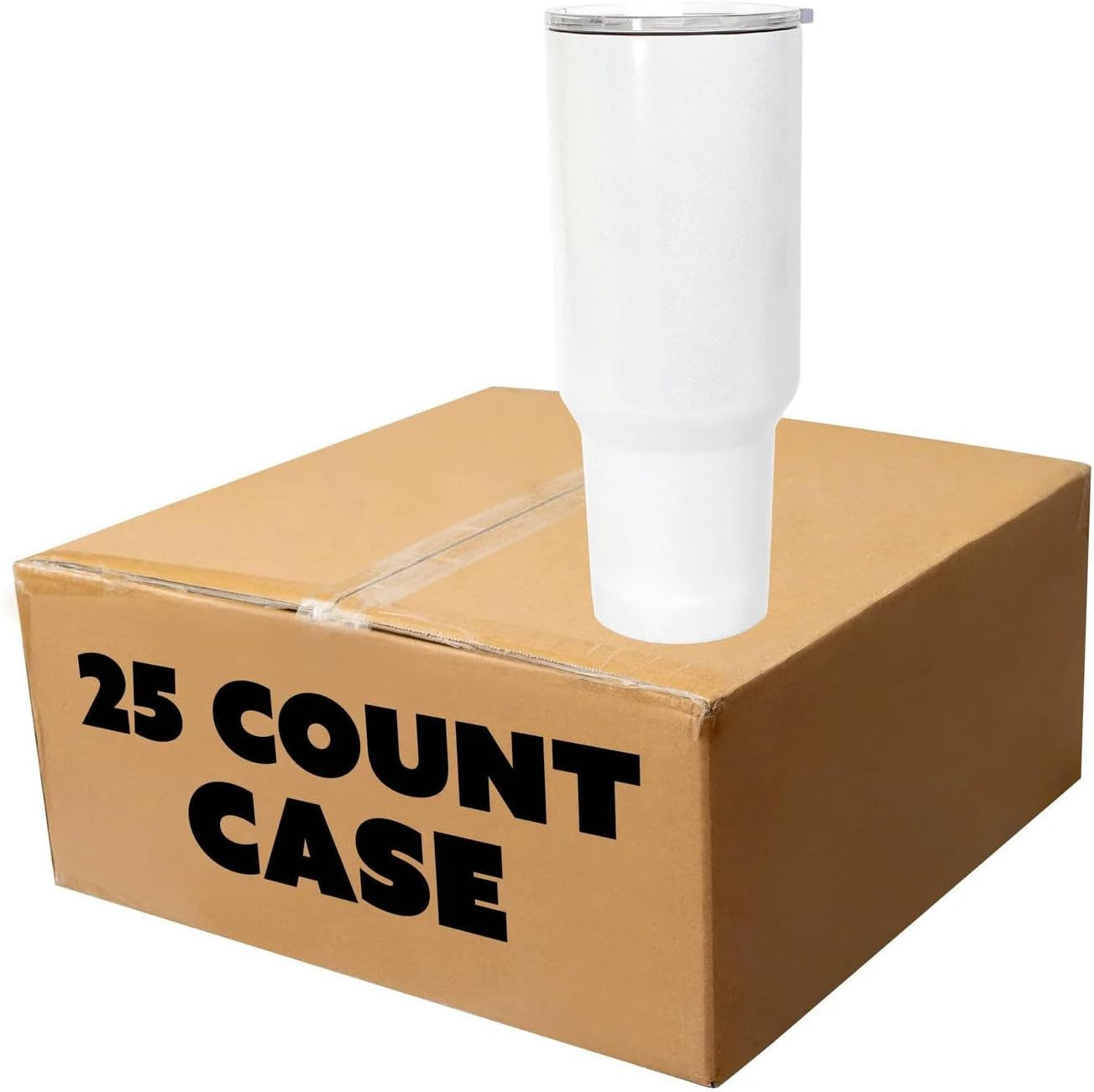 Makerflo 40 Oz White Glitter Shimmer Sublimation Blank Tumbler Pack of 25 with Lid and Straw | Craft-Ready for DIY Gifts & Personalization (Sublimation, Epoxy, UV DTF, Vinyl, and Laser Engraving)