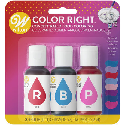 3-Piece Color Right Concentrated Food Coloring Set, 1.92 Oz. (Red, Blue, Pink)