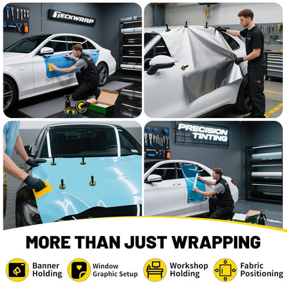 Vinyl Wrap Magnets – 4 Pack Car Wrap Positioning Magnets with Strong Magnetic Grip and Rubber Base – Non-Scratch Magnet Tool for Vinyl Film, Decals, Signs & Wrapping