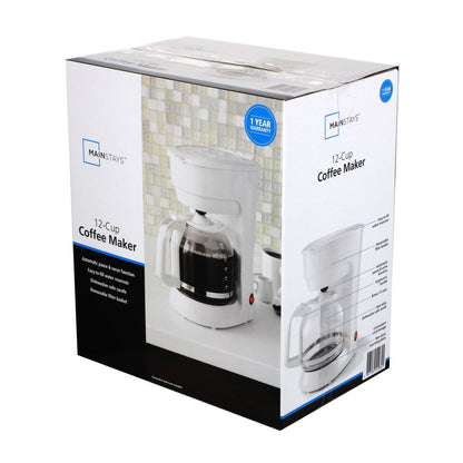 White 12-Cup Drip Coffee Maker, New