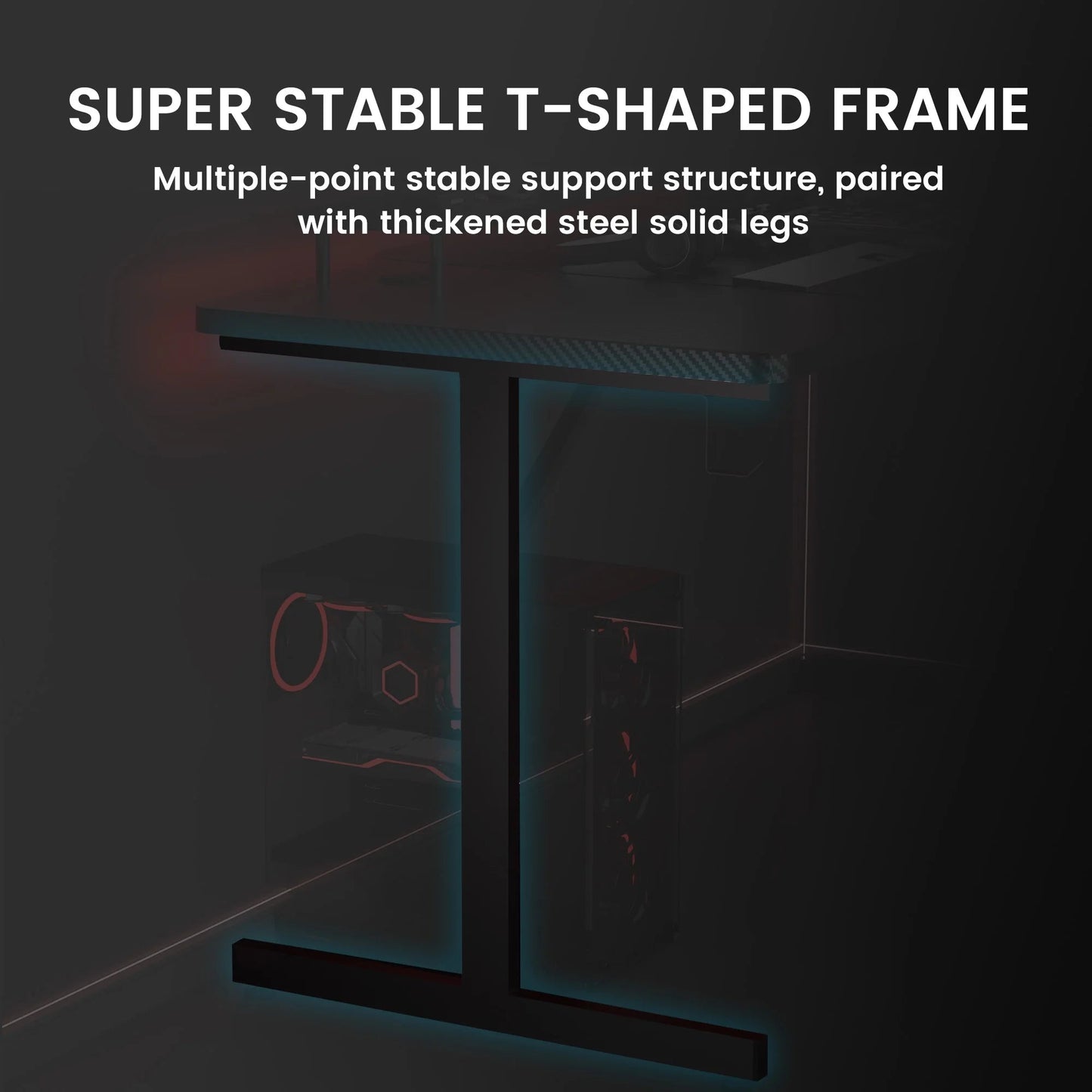 55" Large RGB Gaming Computer Desk with Mouse Pad, Black