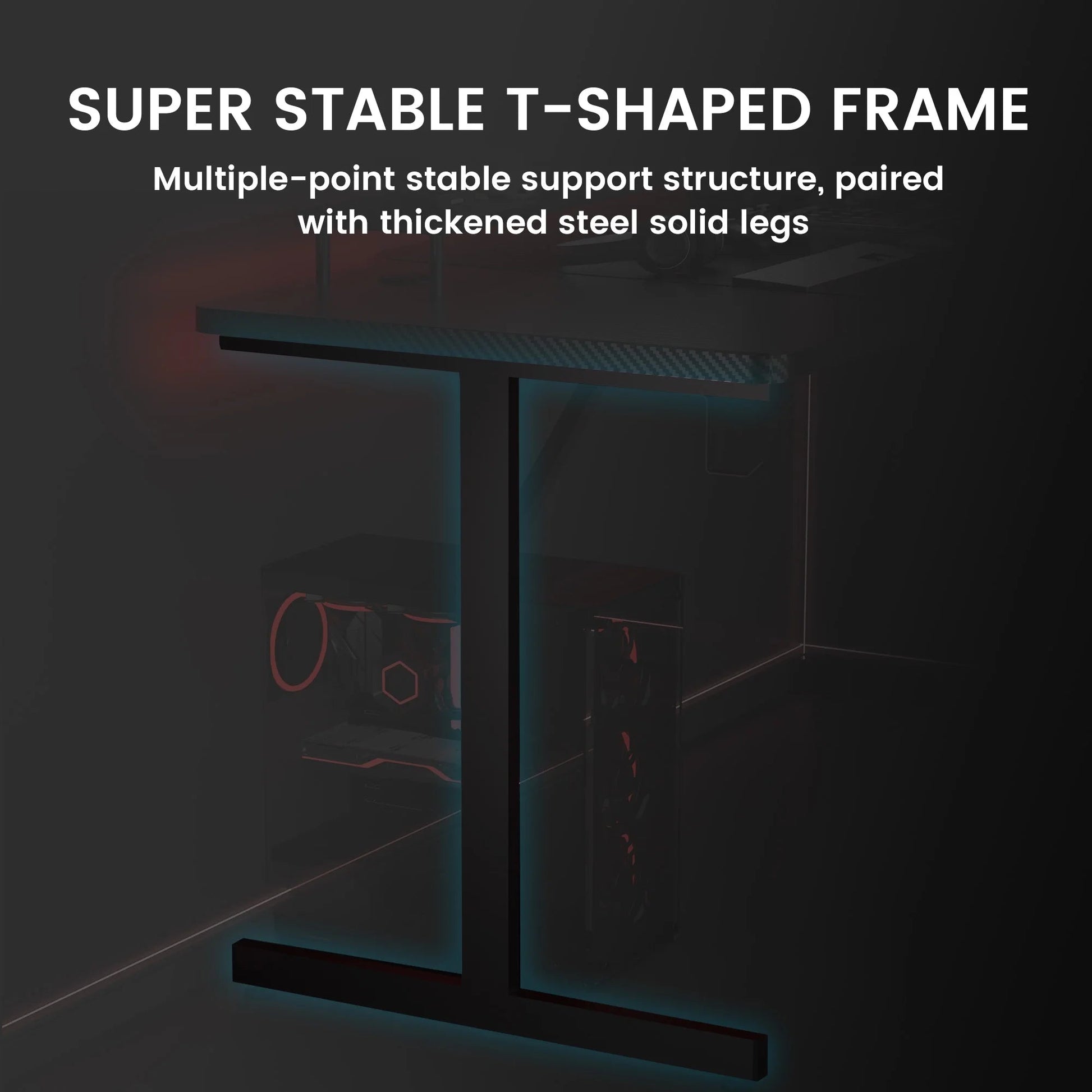 55" Large RGB Gaming Computer Desk with Mouse Pad, Black