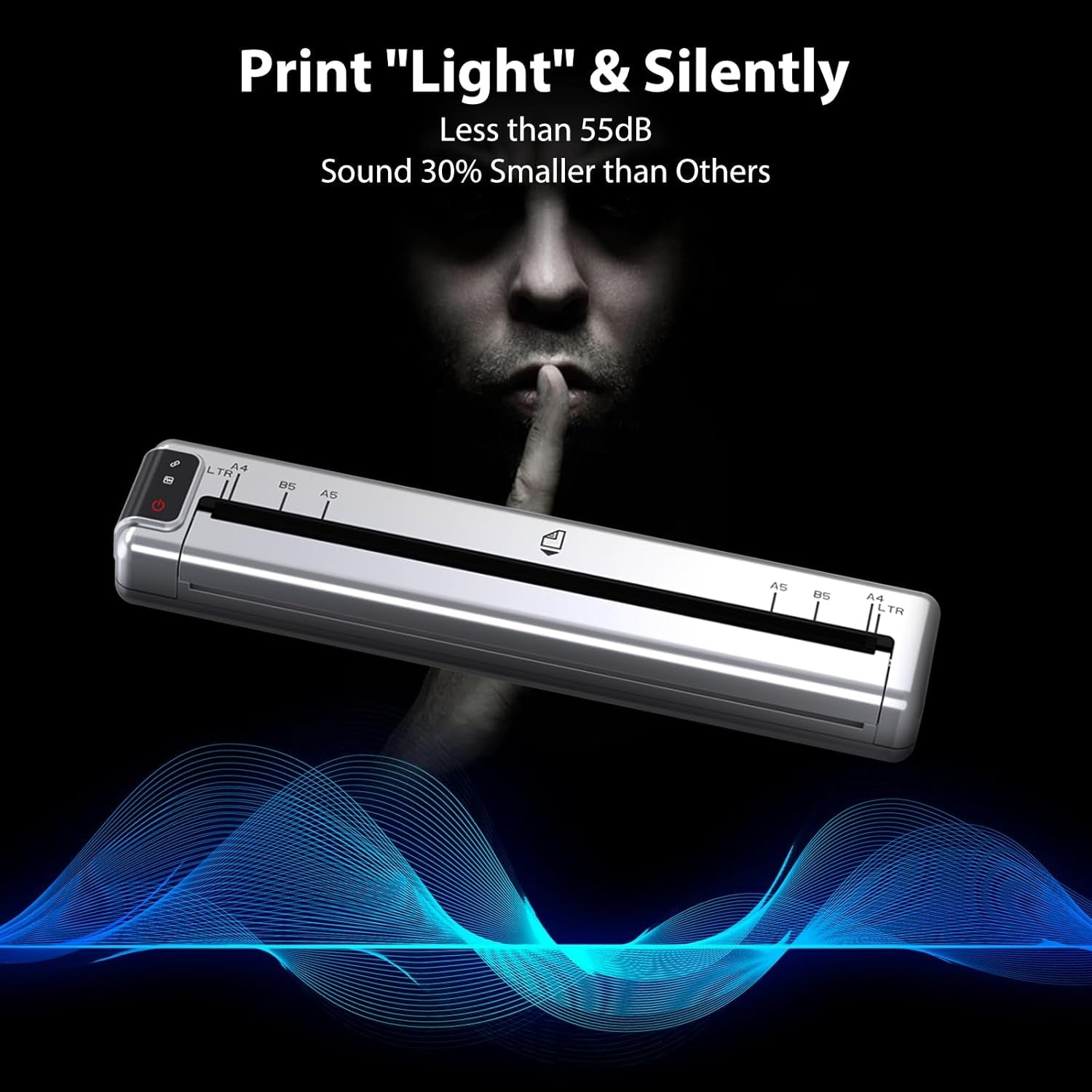 Phomemo Ultra-Light Q302 Portable Printer, Wireless Inkless Thermal, Wifi Bluetooth for US Letter/A4/A5/B5 Thermal Paper, Compact Printer, Compatible with Android Ios Phone & Laptop