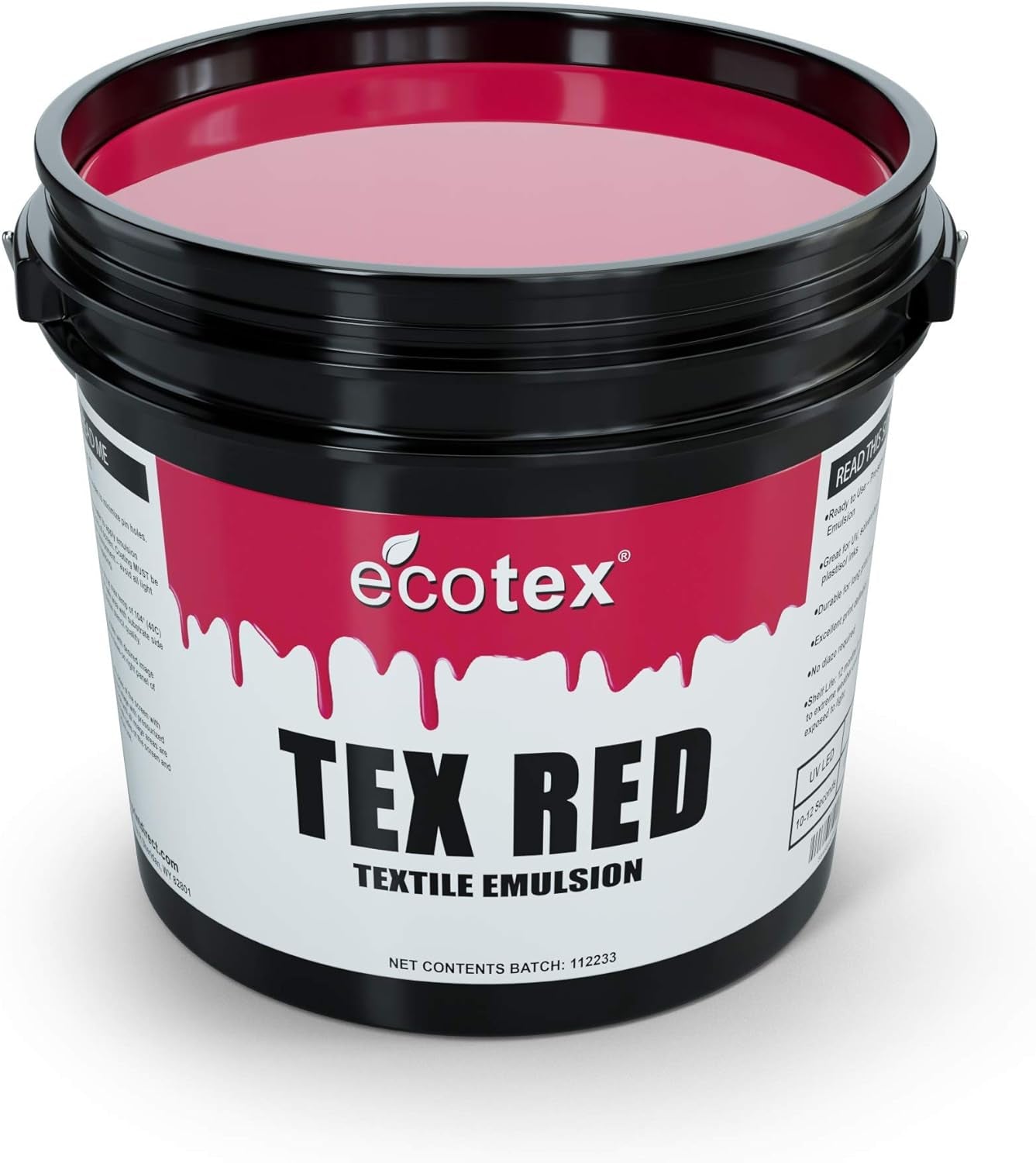 Ecotex® Tex-Red Screen Printing Emulsion (Pint - 16Oz.) Pre-Sensitized Photo Emulsion for Silk Screens and Fabric - for Screen Printing Plastisol Inks, Pure Photopolymer Screen Printing Supplies