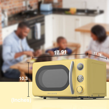 0.7 Cu. Ft. Retro Countertop Microwave Oven, 700 Watts, Yellow, New