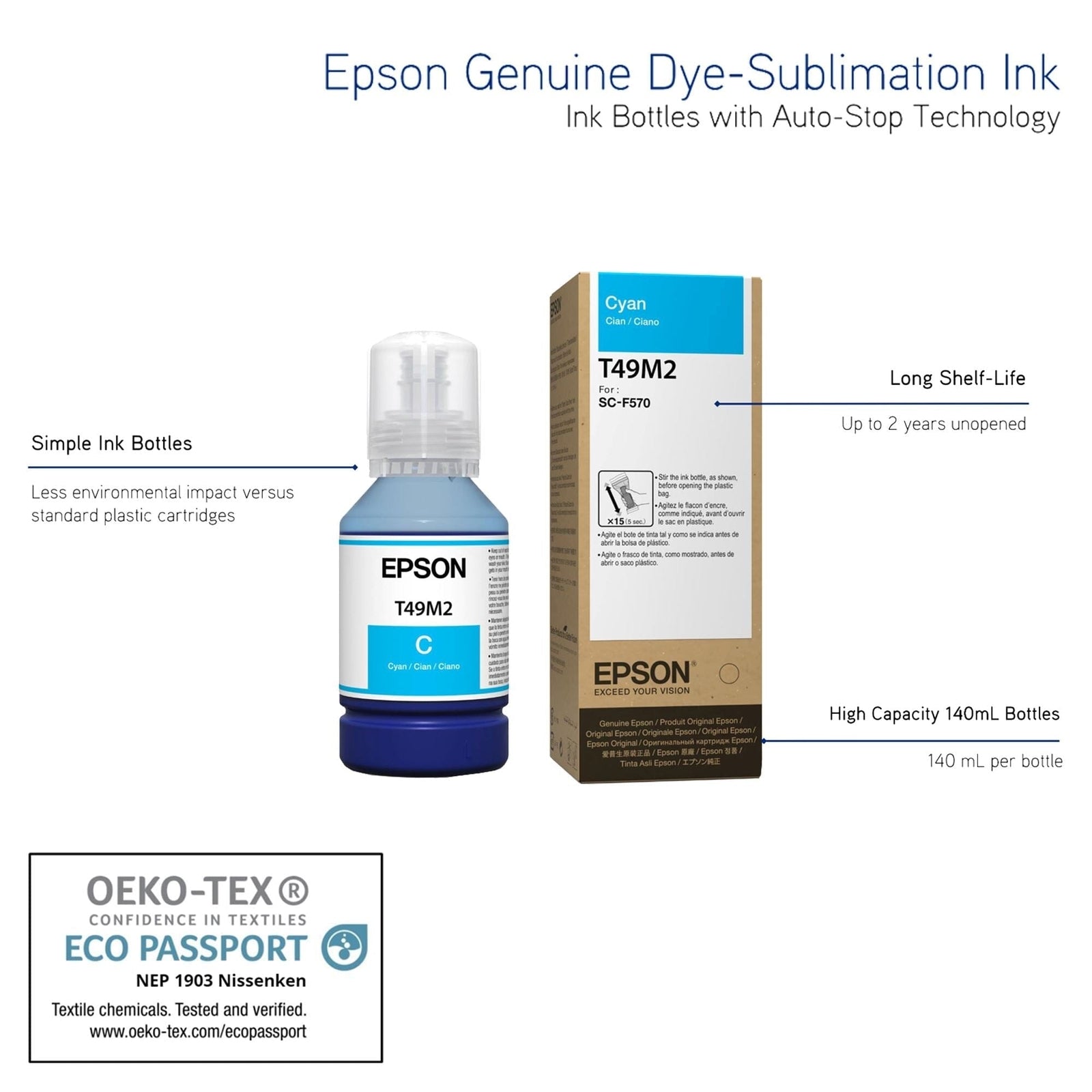 Epson Ink Set for F170 & F570 - 4 Pack with 300 Sheets of Sublimation Paper