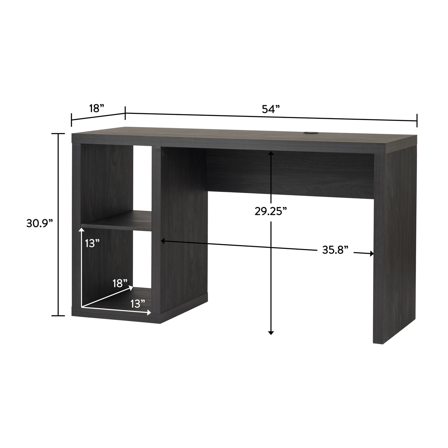Cube Storage Office Desk, Charcoal