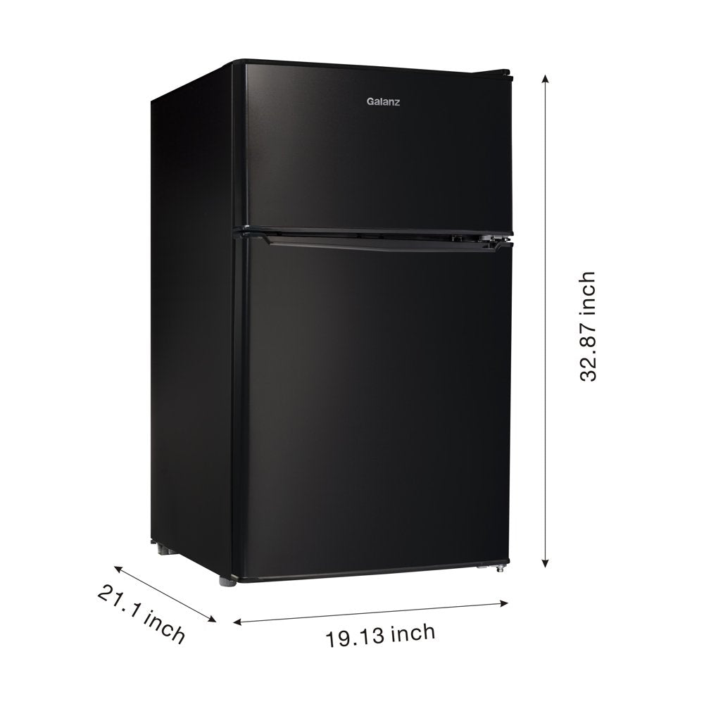 3.1 Cu Ft Two Door Mini Fridge, Black, New