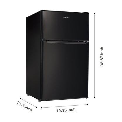 3.1 Cu Ft Two Door Mini Fridge, Black, New