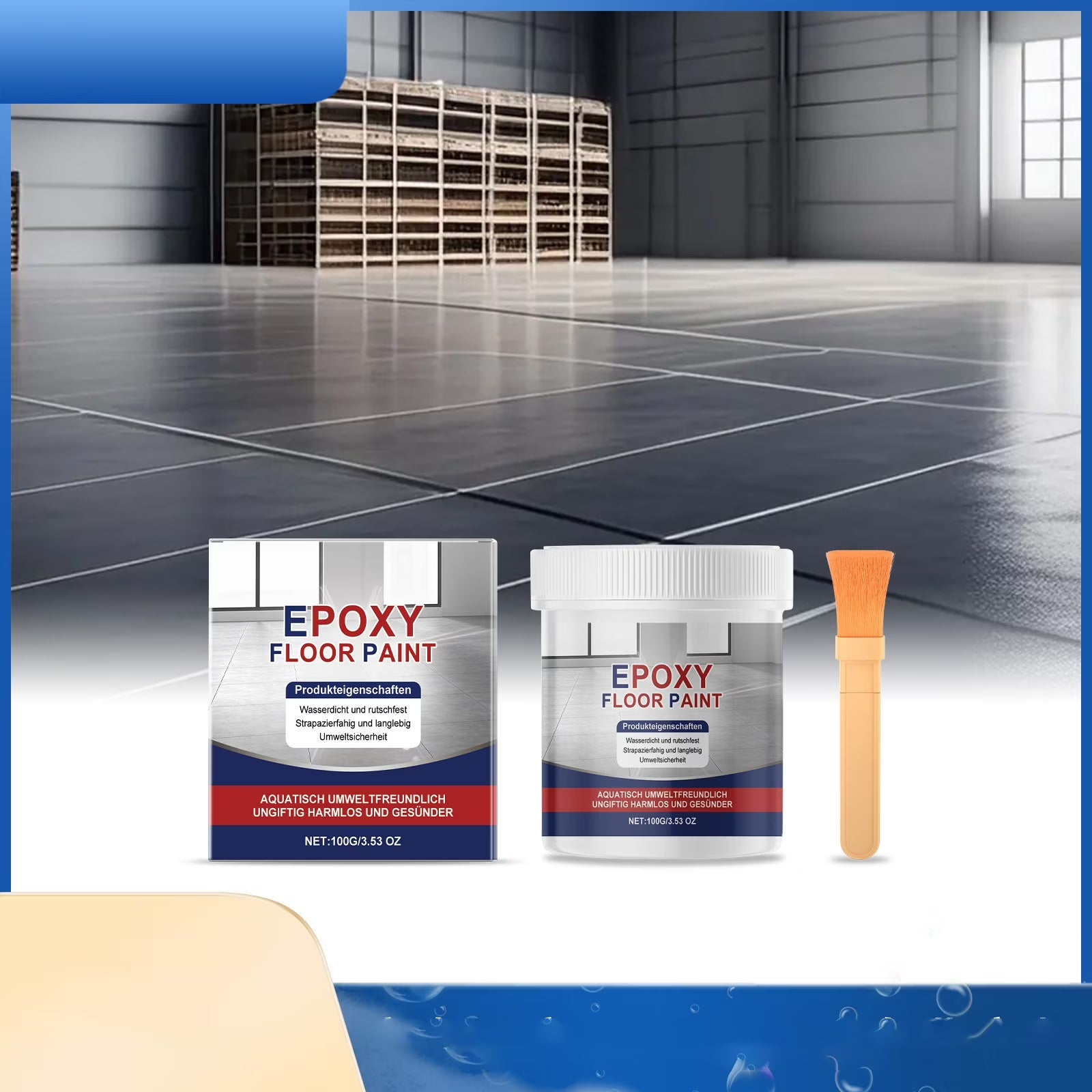 Waterproof Epoxy Floor Coating, High-Gloss Ceramic Tile Effect Floor Paint, Water-Based Non-Slip Garage Floor Coating, Long-Lasting Wear-Resistant Epoxy Sealer for Concrete Basement Garage