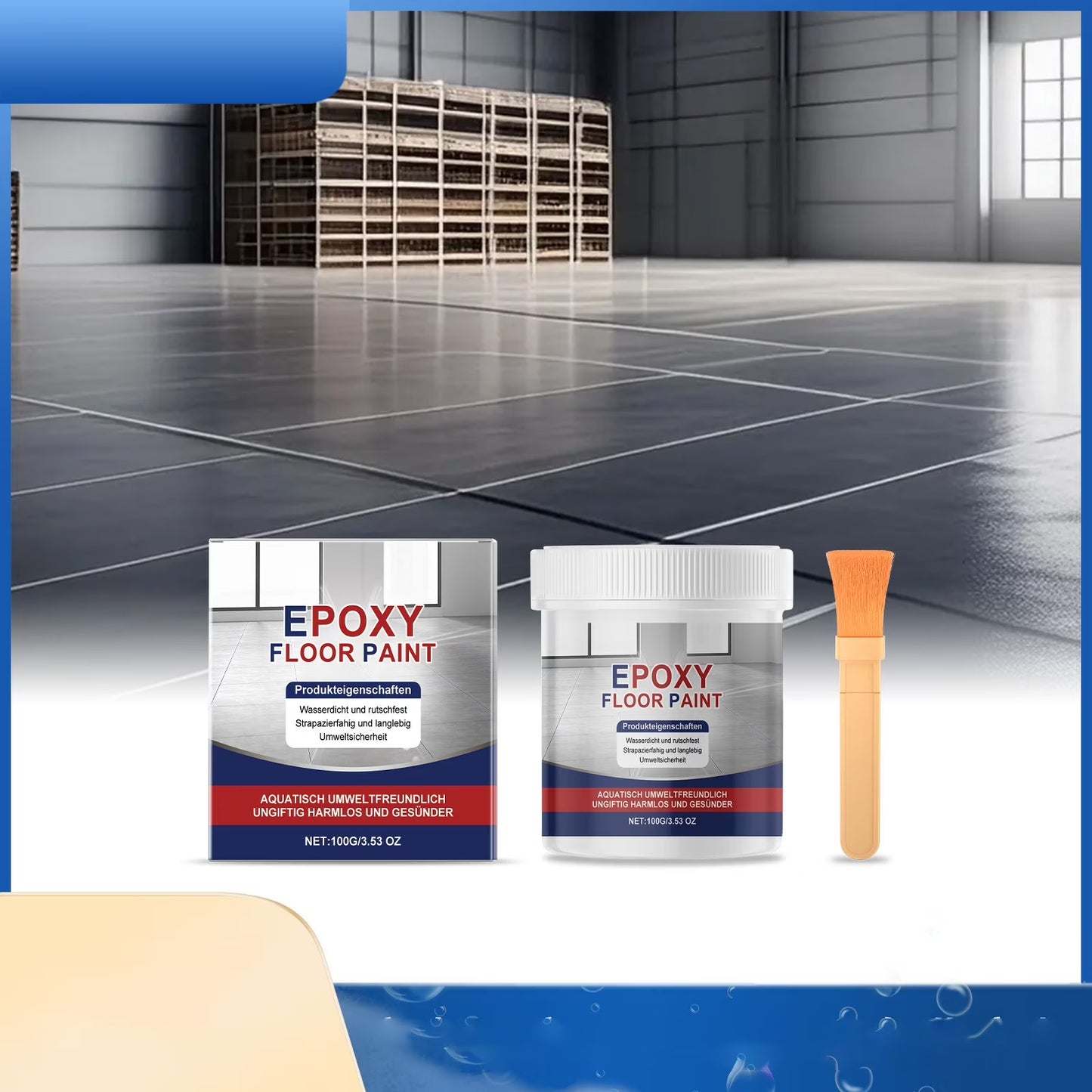 High-Gloss Marble Effect Epoxy Floor Coating,Epoxy Floor Paint for Garage,Self-Leveling Concrete Floor Paint, Quick-Dry Non-Slip Wear-Resistant Basement Waterproof Water-Based Paint