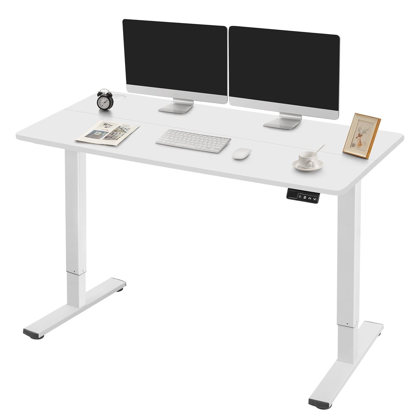 48" × 24" Electric Standing Desk Height Adjustable Home Office Computer Desk Memory Preset with T-Shaped Metal Bracket, White
