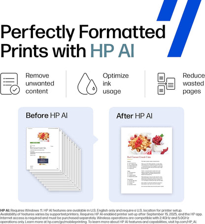 HP Smart Tank 7602 Wireless All-In-One Ink Tank Printer, Scanner, Copier with 2 Years of Ink Included, Best-For-Home Office, Cartridge-Free Refillable, Ai-Enabled (28B98A)