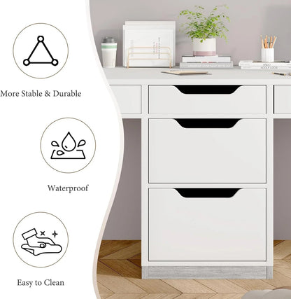 78 Inch Two Person Desk, 2 Person Desk with 5 Drawers, Double Desk for Two People, Computer Desk for Home Office, White