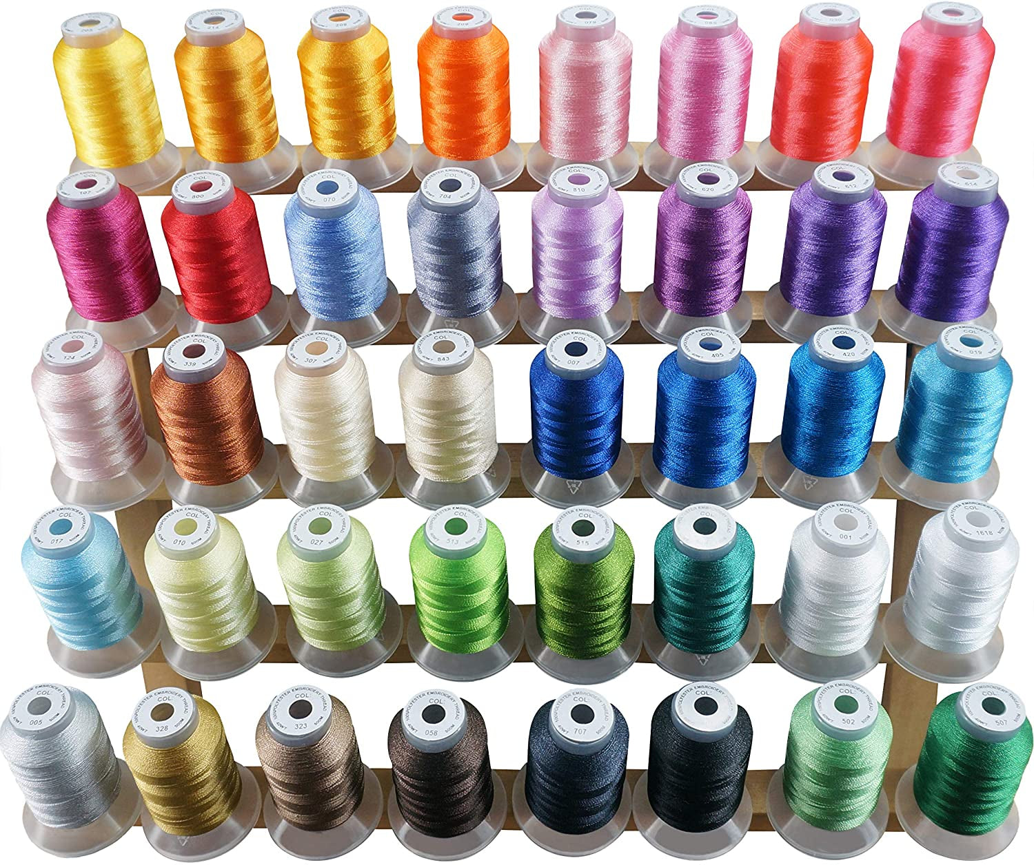 New Brothread 40 Colors Compatible with Brother Polyester Embroidery Machine Thread Kit 500M (550Y) Each Spool Compatible with Brother Babylock Janome Singer Pfaff Bernina Embroidery & Sewing Machine