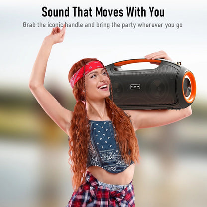 Portable Bluetooth Speaker with Bass Boost, IP65 Waterproof Outdoor Wireless Loud Speaker with Disco Dynamic Light, 180W Power and USB/AUX/TF Input for Party
