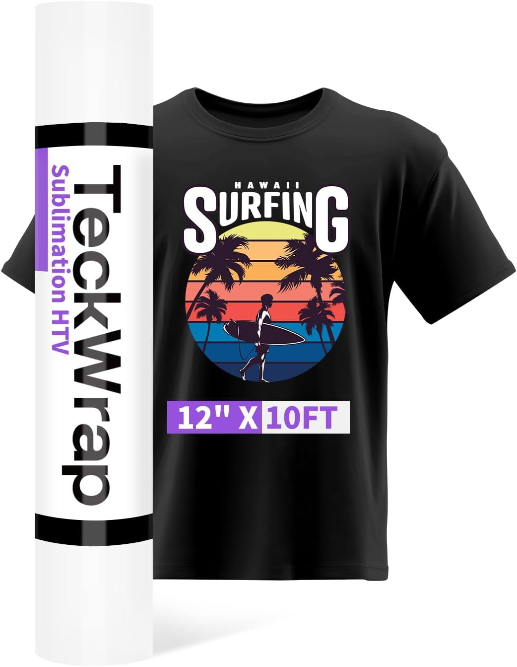 Sublimation HTV for Dark Fabric/Light Fabric 12" X 10FT - Matte White HTV Vinyl Iron on Heat Transfer Vinyl for Cotton T-Shirt Work with Sublimation Paper Sublimation Printers