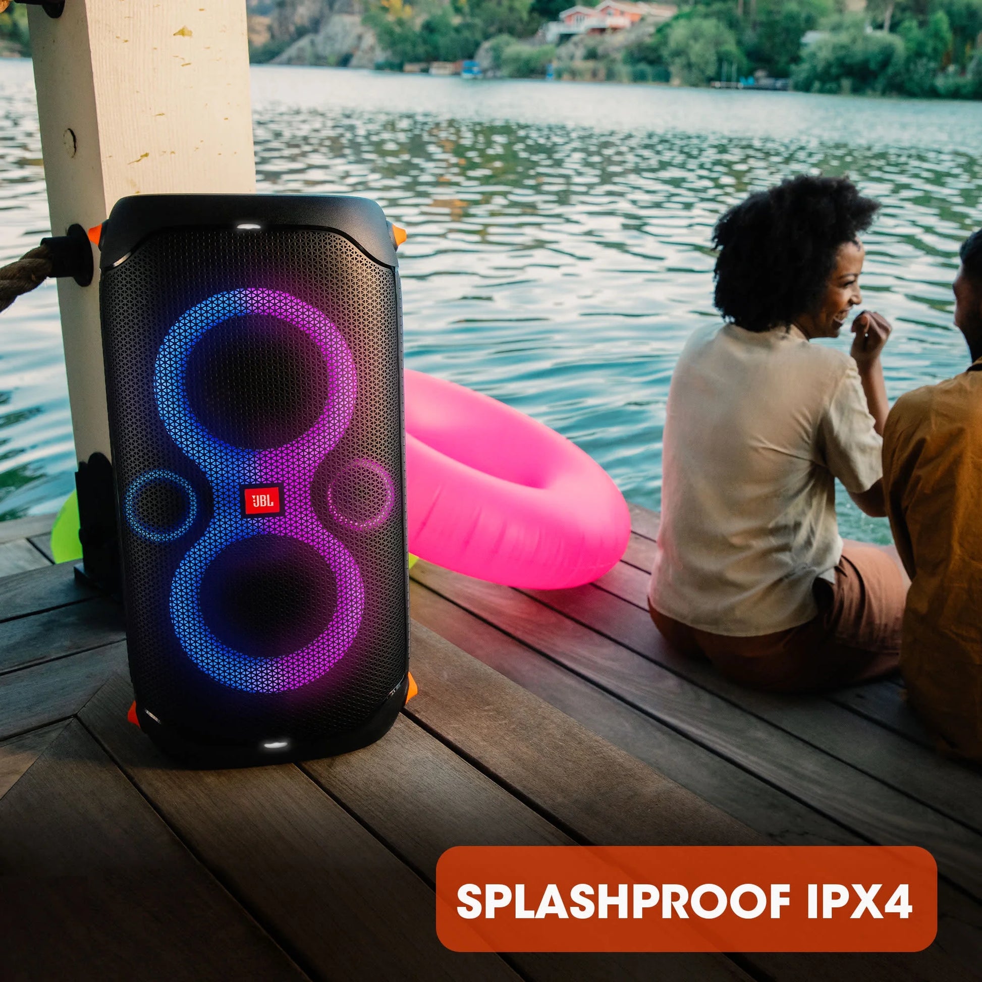 Partybox 110 - Portable Party Speaker with 160W Powerful Sound, Built-In Lights and Splashproof Design - Black